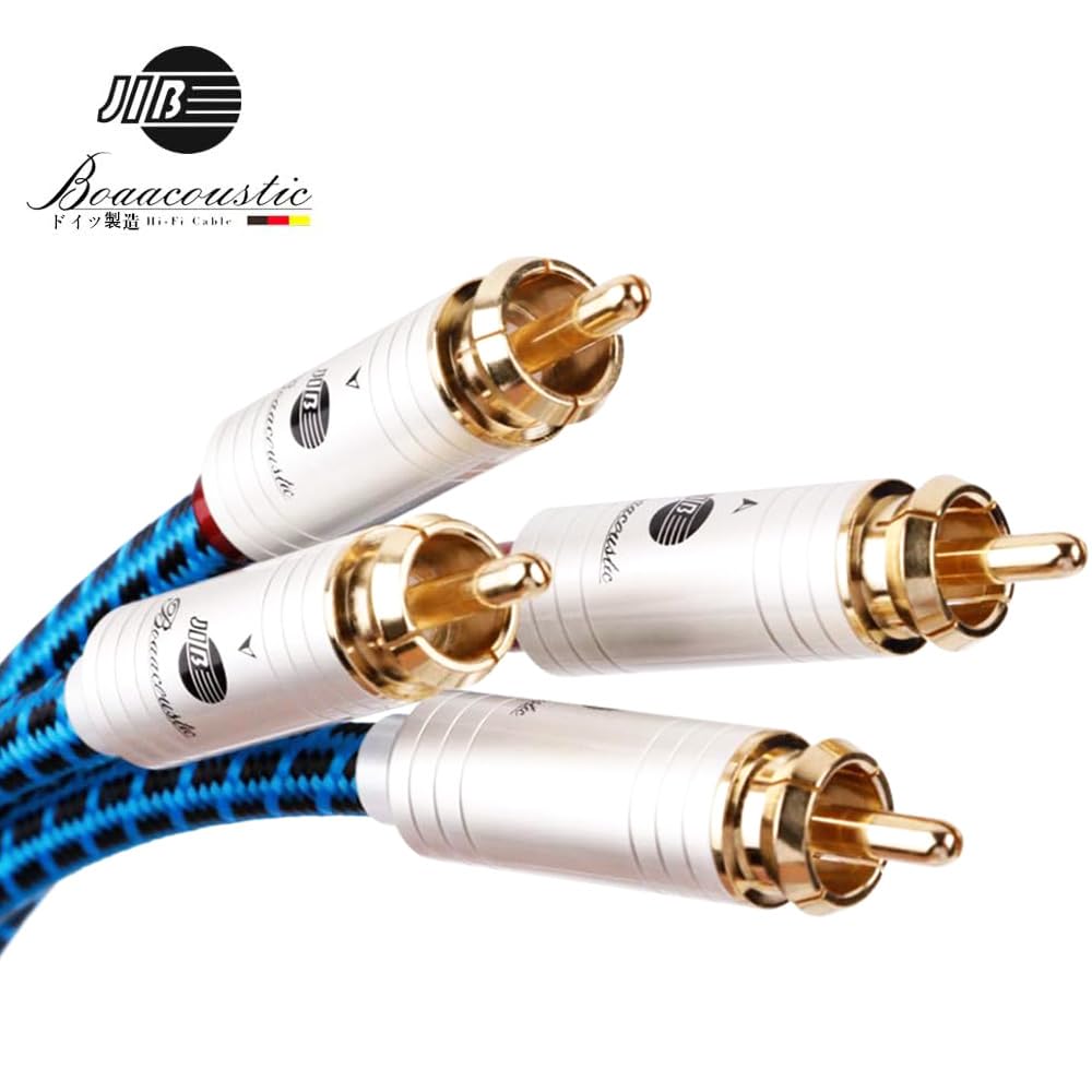 JIB RCA Cable 1m Stereo Cable Male to Male 2RCA to 2RCA Gold Plated Connectors 6N OCC Single Crystal Copper for Amp CD Player Speaker Car Audio