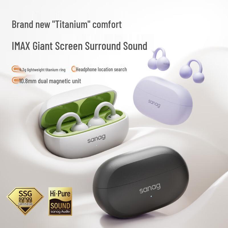 SANAG F20S Pro Clip-on Open-Ear AI Bluetooth Earbuds