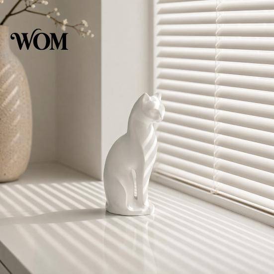 Anniversary Gift Cat Figurine Figurine, 3D Printed Small Sculpture, Collectible Animal Desktop Elegant Sitting Figure Ornament for Home Shelf
