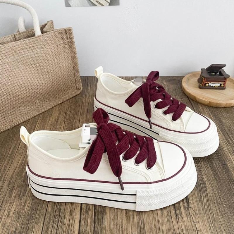 Thick-soled Heightening Little White Shoes New Breathable Autumn Canvas Shoes Casual Versatile Student Muffin Board Shoes Personality