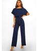 Women's Summer Button-Tie Short Sleeve Jumpsuit - European and American Style