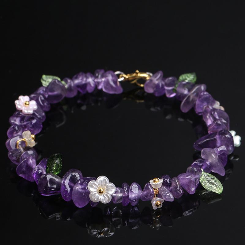 Hongchu Crystal Natural Multi-Gemstone Crushed Stone Single-Loop Bracelet Natural Gradient Colorful Gravel Bracelet