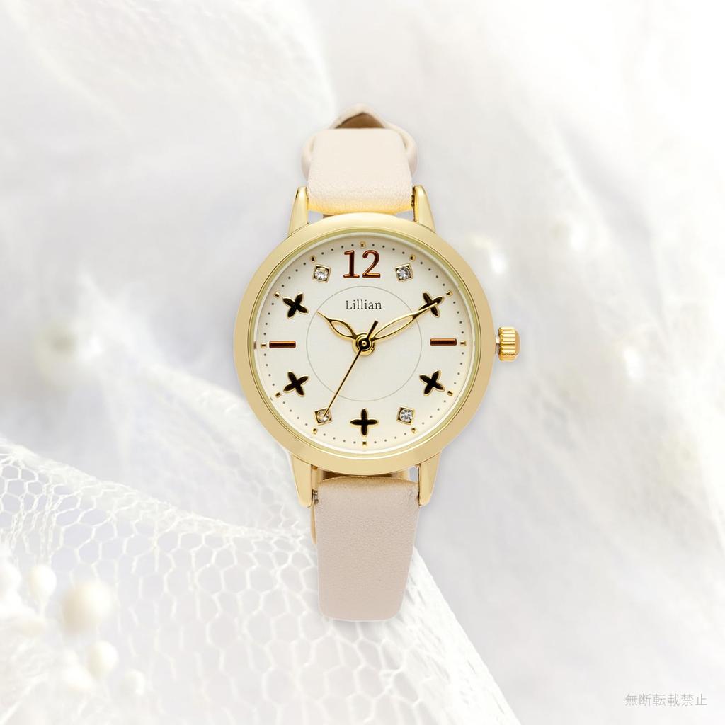 FIELD WORK Women's Watch Analog Leather Strap Dial Stone Flower White Sennin JN031-1