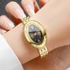 Fashio Roma Oval Dial Women Quartz Watch Golden Strap Ladies Wristwatches Clock Gift