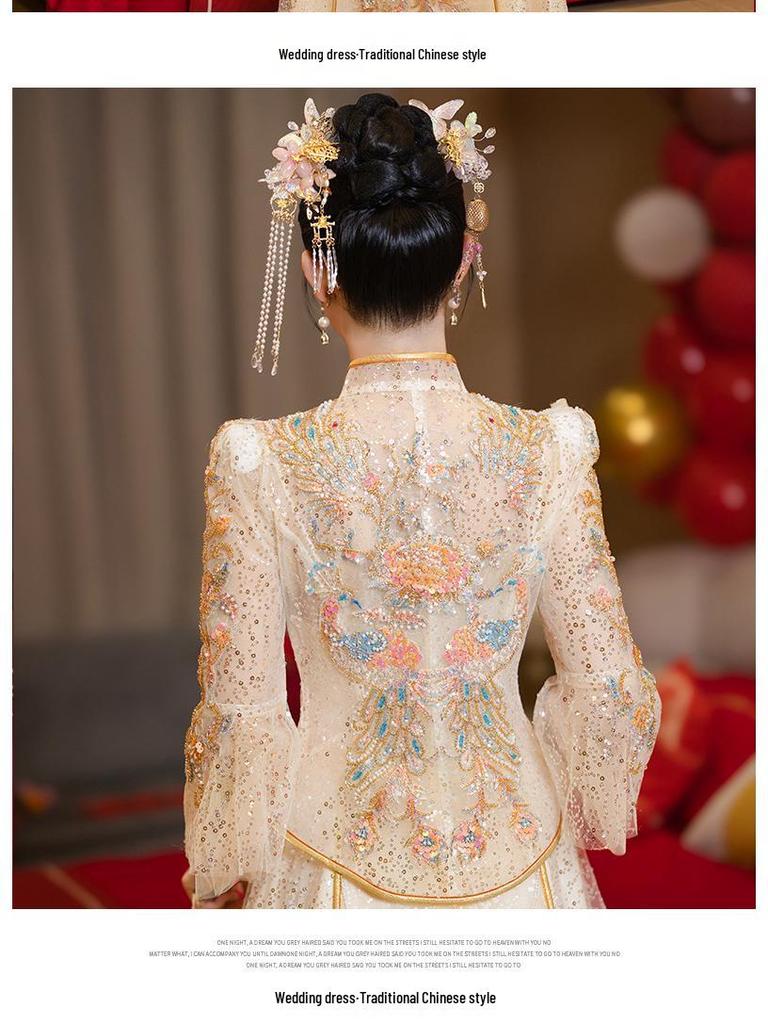 2025 Summer Xiuhe Wedding Dress: Elegant Chinese Dragon & Phoenix Gown