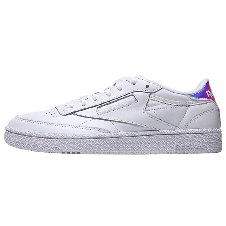 

Кроссовки унисекс Reebok Club C 85 MU с радужной голограммой белые DV5182 42.5