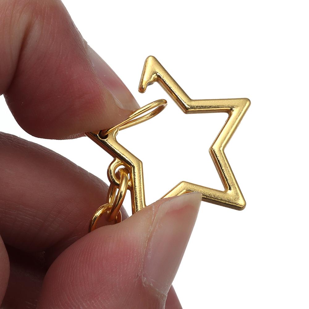 10pcs/lot Star Pentagram Hollow Key Chains Gold Alloy Lobster Clasps Keychain DIY Accessories Key Rings Jewelry Making Findings