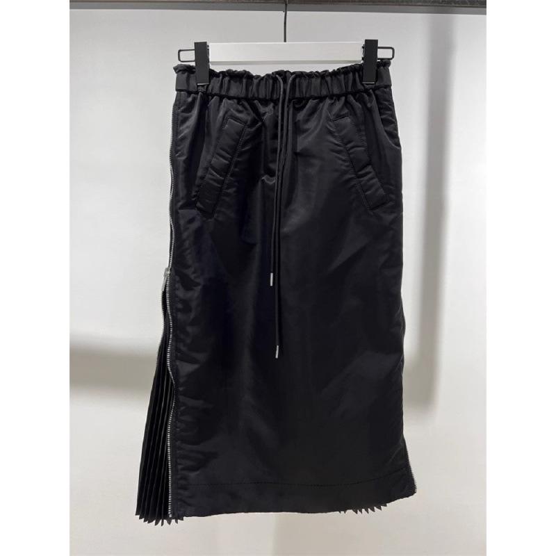 

Sacai 2024 Drawstring Slimming Pleated Waist Skirt Small чёрный