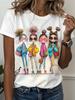 Women’s Summer Printed Short Sleeves T-Shirts Personalized Girl Graphic Casual Trend Clothing Tees Tops Vacation Woman Clothes