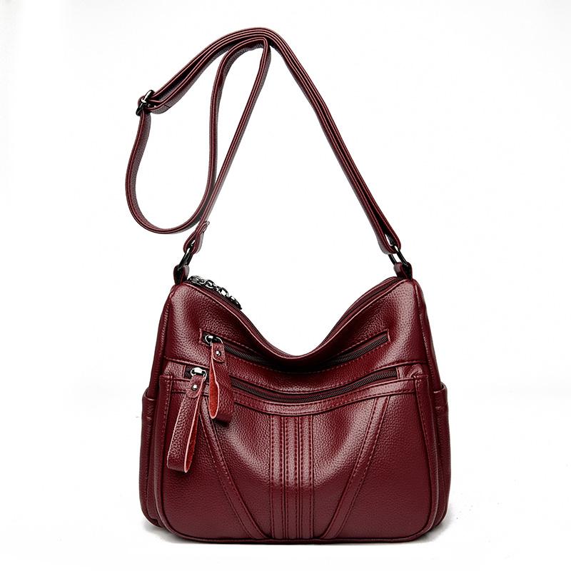 Кожаная сумка Женская сумка среднего возраста Сумка через плечо для матери чёрный — фото 9