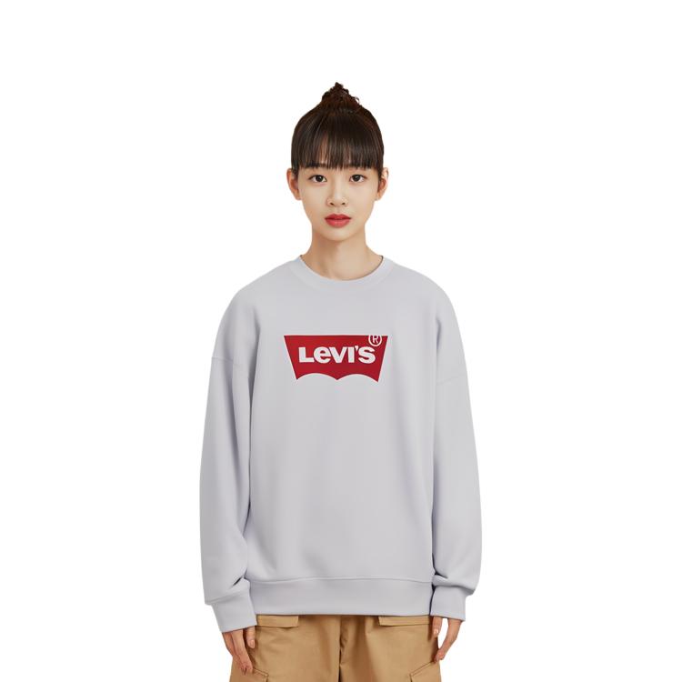 Levis Loose Fit Solid Color Crew Neck Sweatshirt Women tops Gray 18686-0014