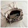 Leopard Print Plush Faux Fur Tote Bag Trendy Chain Strap Shoulder Handbag Casual Chic Design for Women