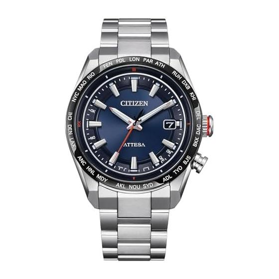 

[Citizen] Atessa Light Powered Eco Drive Радіогодинник водонепроникний темно-синій CB0287-68L чоловічий срібний