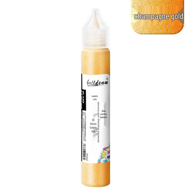 30ml Gold 3D Glass Paint Pen - Waterproof, No-Bake Acrylic for DIY.