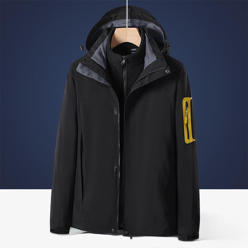 "Unisex 3-in-1 Outdoor Jackets: Detachable Liner, Windproof, Waterproof, for Men & Women"