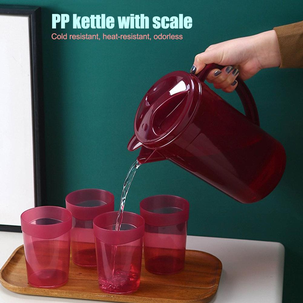 1.5L Large Capacity Water Bottle with 4 Cups Graduated Jug Drink Heat Resistant Home Water Transparent Milk Supplies Coffee A8B8