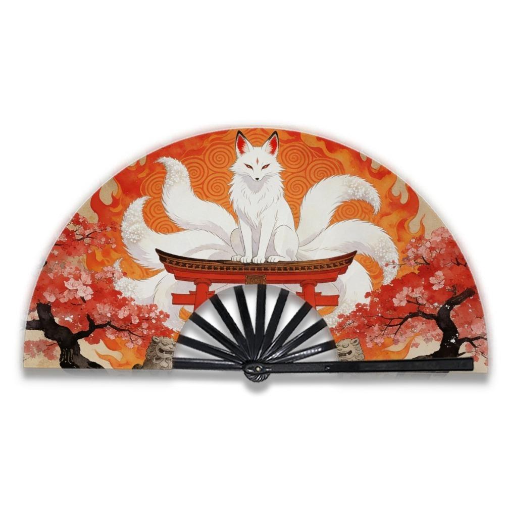 Peacock Tail Pattern Flowers Handheld Fan Plastic Decorative Fan Chinese Folding Fan  Cosplay Use Style A