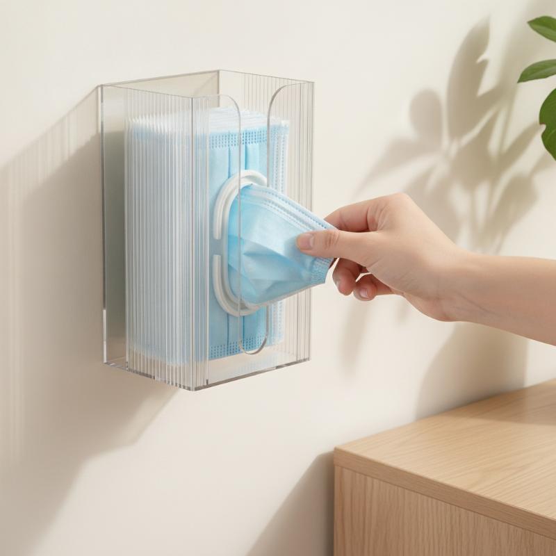 Plastic Tissue Box Holder, Wall Mounted, Transparent, Multi-Functional Paper Towel Dispenser For Living Room And Bathroom