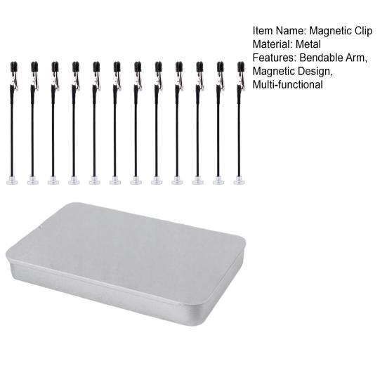 1 Set Magnetic Helping Hands Soldering Station with 12 Magnetic Bendable Clips Heavy Duty Steel Box Soldering Model Painting PCB Holder