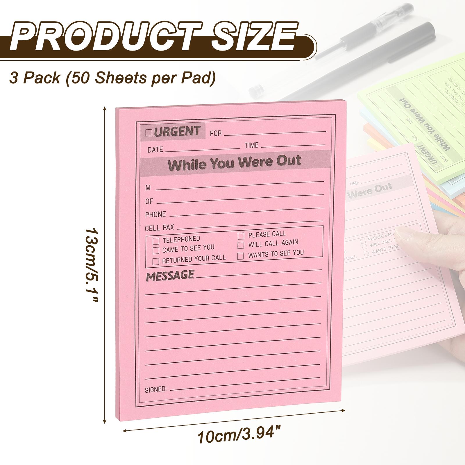 3/6Pcs While You Were Out Message Pad 10x13cm/10x15cm Sticky Notes Notepads 50 Sheets Per Pad Memo Phone Message Pads for Office