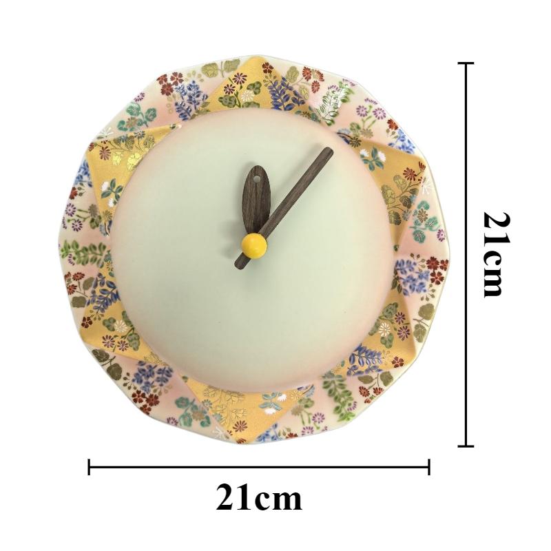 

Ceramic Wall Clock Japanese Hand-Painted Wall Clock Luxury Floral Pattern Hanging Clocks Living Room Decorative Accessories