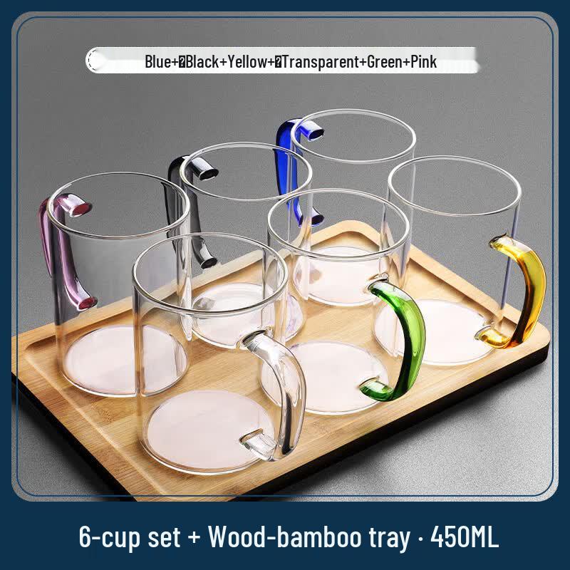 Hundun 450ml Thickened High Borosilicate Glass Cups, 6-Piece Set