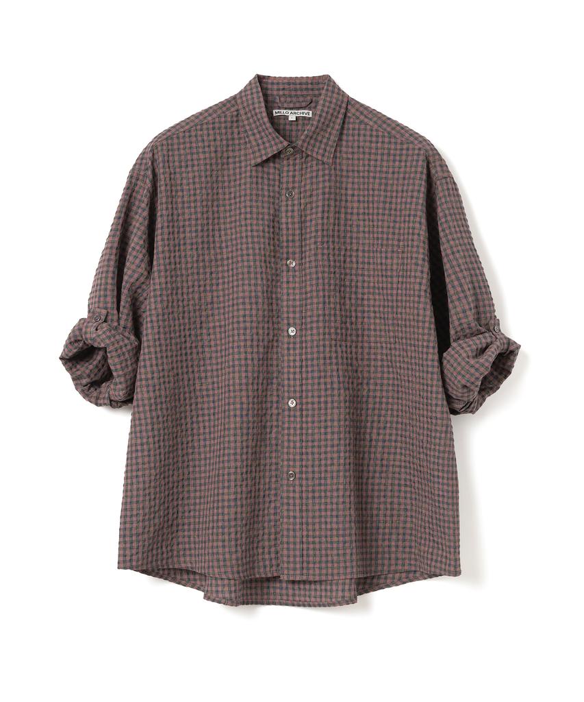 MILLO ARCHIVE Box Check Roll-Up Shirt [Smoke Pink]