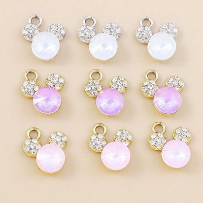 Leslie 10pcs Cute Animal CZ Crystal Bear Charms Pendants for Jewelry Making Diy Necklace Earring Bracelet Handmade Craft