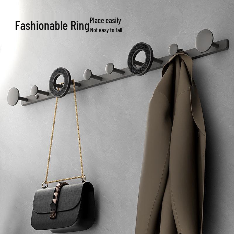 Wall-Mounted No-Punch Clothes Rack and Hooks for Bathroom, Entryway, Bedroom