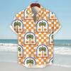 Herr sommar kortärmad hawaiiskjorta strandsemester tryckt skjorta topp 100% polyester