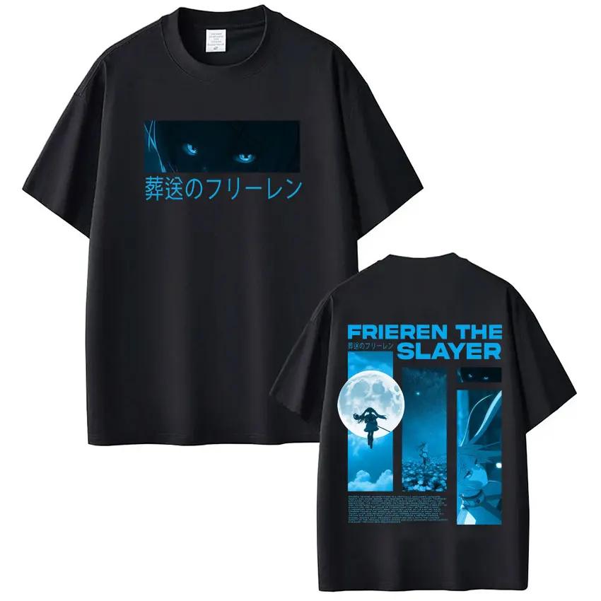 

Anime Frieren_ Beyond Journey s End T Shirts Frieren The Slayer Manga T-shirt Men s Women Summer High Quality Cotton T-shirts S чёрный