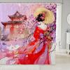 Japanese Koi Fish Shower Curtain Cherry Blossoms Bath Curtain Kids Boys Girls Botanical Flowers Floral Print Bathroom Shower