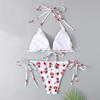 Women's Two Piece Swimsuit Polka Dot Print Bikini Set Adjustable Straps Triangle Top and Side Tie Bottom Beachwear Swimwear