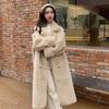 New Environmentally Friendly Rabbit Fur Fur Coat for Autumn and Winter Long Thick Warm and Loose Fitting Suit Collar Coat