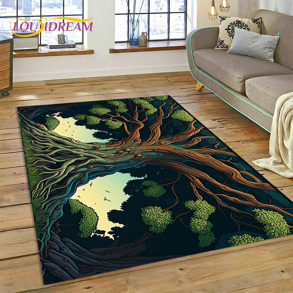 Tree of Life Nature Viking Yggdrasil Norse Rug Carpet for Living Room Bedroom Decor,Non-slip Decoration for Sofa Doormat Gift