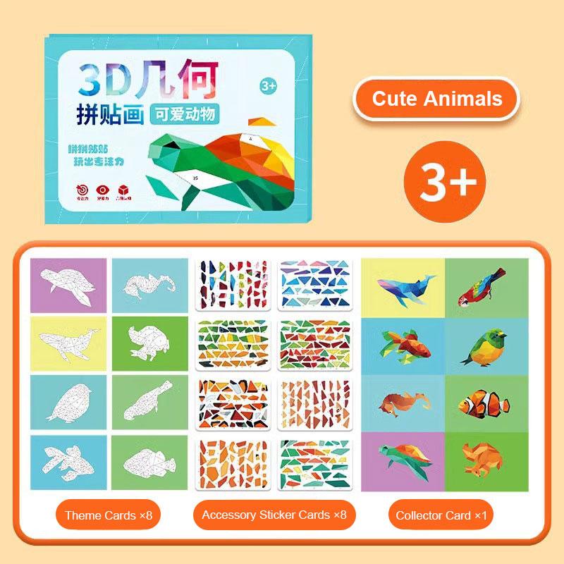 

Детский 3D геометрический коллаж, Тренировка внимания для детского сада, Набор для изготовления наклеек своими руками, Обучающие игрушки для детей