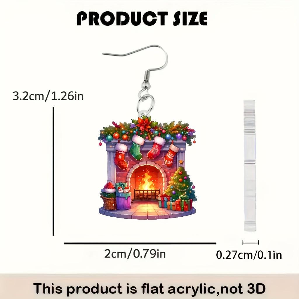 Chic Acrylic Christmas Fireplace Earrings - Perfect Holiday Party Gift