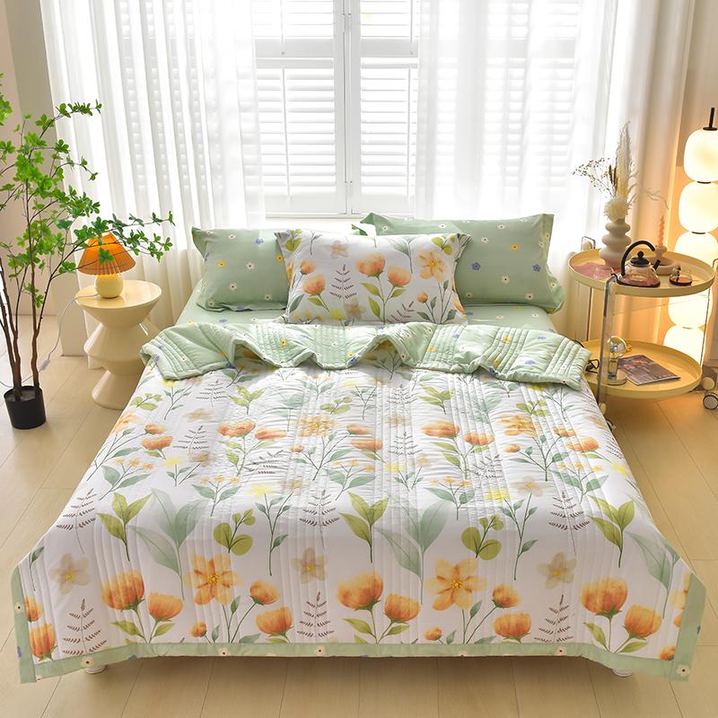Summer Patchwork Quilt Flower Printed Quilted Bedspread For Beds Single/Queen/King Size Comforter/Duvet For Summer