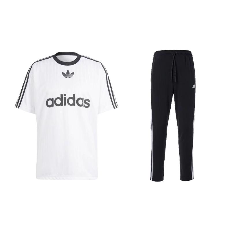 

Adidas Originals Vintage Crew Neck Short Sleeve Top And Striped Drawstring Long Pants Casual Sports Set Unisex Sets IM9459+FK6884 L