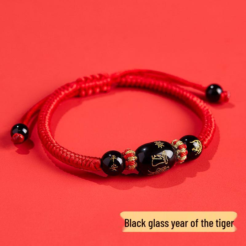 2026 Year of the Horse Zodiac Red Rope Bracelet - Women's/Men's Tai Sui Protective Charm for Horse, Rat, Ox, Rabbit Signs