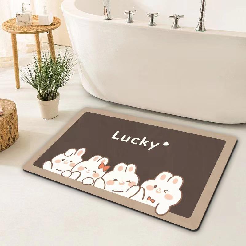 

Cartoon Panda Diatom Mud Floor Mat for Household Bathroom Door Mat for Soil Resistant Bathroom Water Moisture-wicking and Anti Slip Foot Mat 50*80cm
