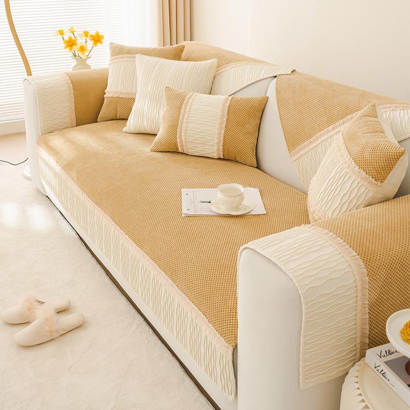 French Plush Sofa Cushion Non-Slip Cushion Light Luxury High-Grade Window Cushion Universal Sofa Cover Cloth