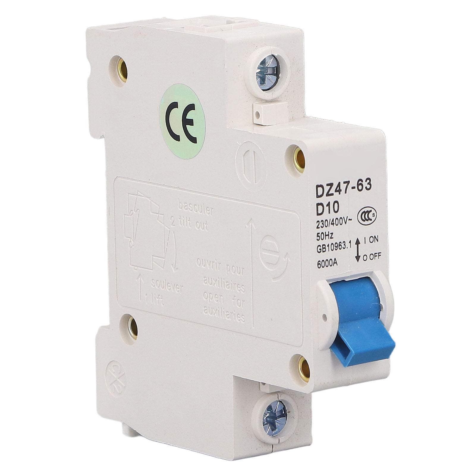 

Мініатюрний автоматичний вимикач 1P 230V 400V DIN-рейка 10A 6000 Гранична здатність вимкнення Автоматичний вимикач