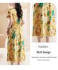 Elegant Plus Size Cotton Silk Knee-Length Dress with Waist Cinch for Middle-Aged Women