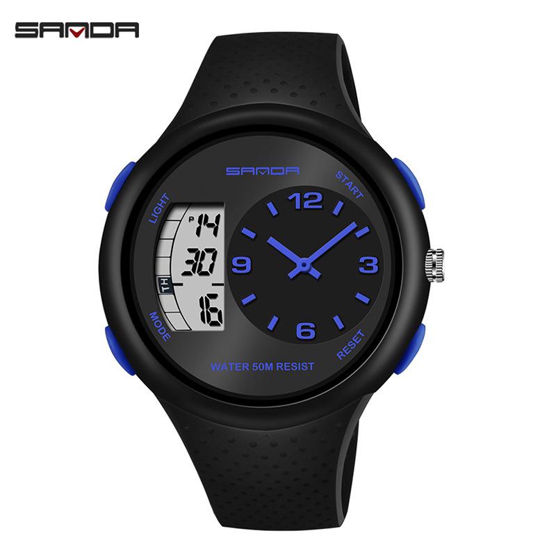 Sanda Men s Waterproof Dual Display Sports Watch with Large Screen for Students and Outdoor Activities