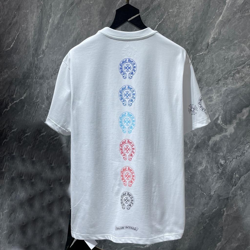 8555 CHROME HEARTS 2026 Summer New High Quality Cotton Round Neck Loose Large Size Men's and Women's T-shirt Couple T-shirt