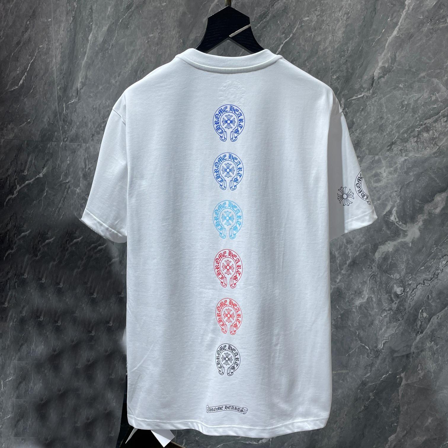 

8555 CHROME HEARTS 2026 Summer New High Quality Cotton Round Neck Loose Large Size Men s and Women s T-shirt Couple T-shirt XL