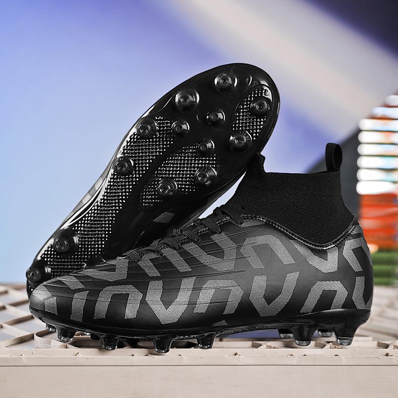 Football Shoes Men's High Top Teen Student TF Shattered Nails AG Spikes Competition Training Sneakers