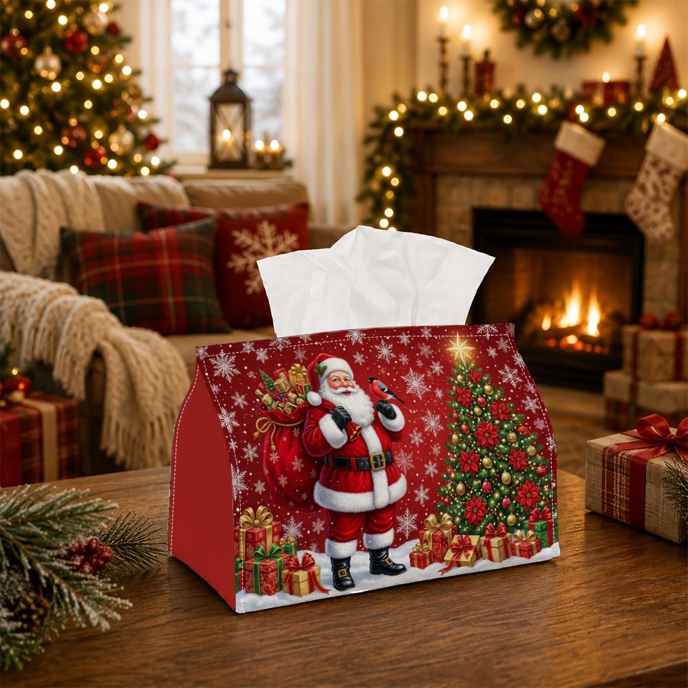 1pc Classic Festive Magic Tissue Box - Santa Claus Sack Pine Tree Napkin Storage Box, Suitable for Rolls/Facial Tissues/Single Sheets, Available for C
