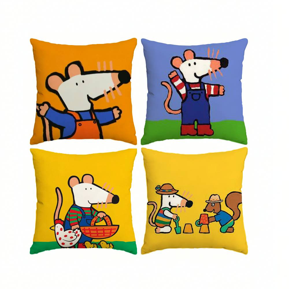 Animated cartoon M-Maisy Mouse Square Double-Sided printed Pillow Case Bedroom Bedside Pillow Sofa Cushion Cover